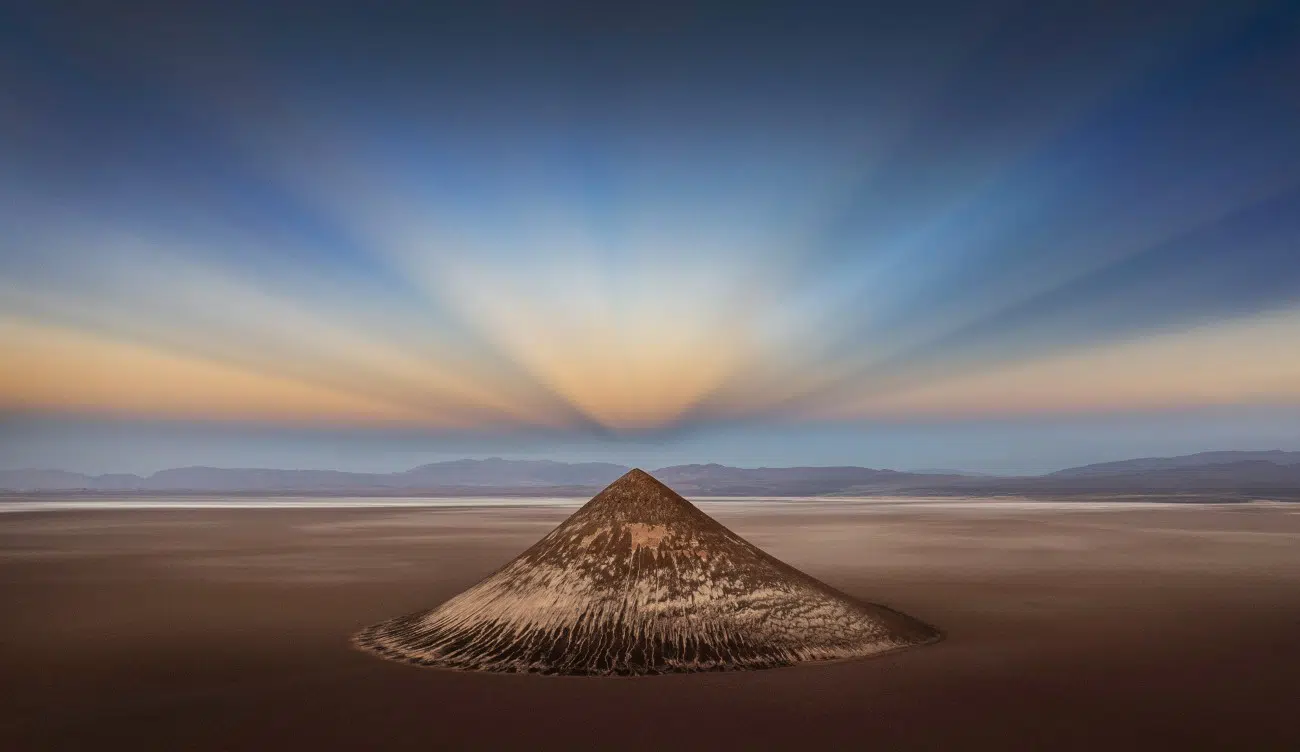Anti crepuscular rays at Cono de Arita, La Puna, Argentina.